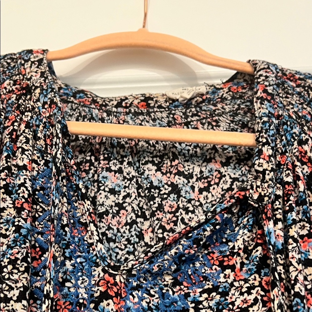 Chic Floral Women's Blouse - Black and Red - Picture 3 of 14